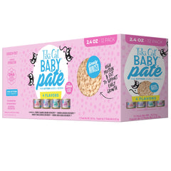 Tiki Cat pack frontal mostrando latas variadas y beneficios nutricionales