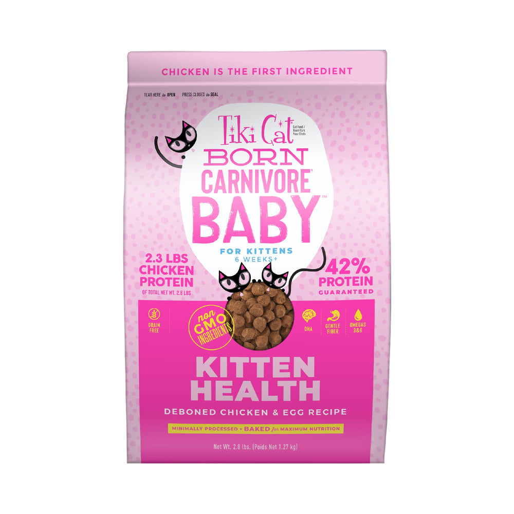 TIKI PETS paquete frontal mostrando nombre y ingredientes principales