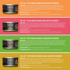 TIKI PETS detalle de etiqueta e ingredientes de Tiki Cat destacando pollo real