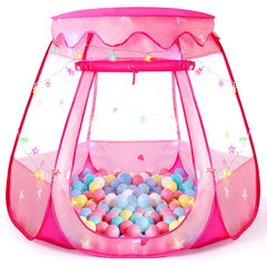 TIKTENT front view of princess tent showing safe enclosed play space benefit