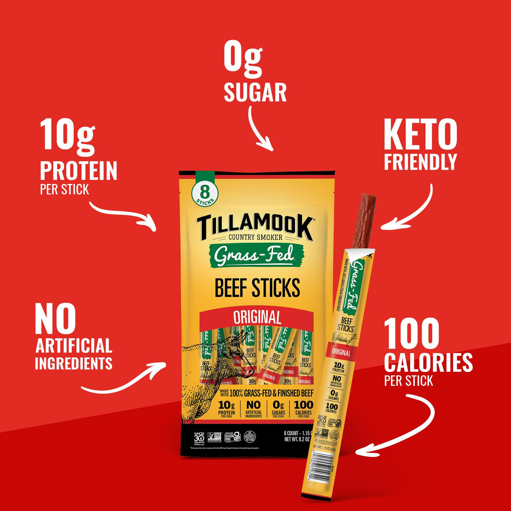 TILLAMOOK COUNTRY SMOKER palito envuelto individualmente para snack portátil y sin desorden