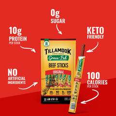 TILLAMOOK COUNTRY SMOKER palito envuelto individualmente para snack portátil y sin desorden