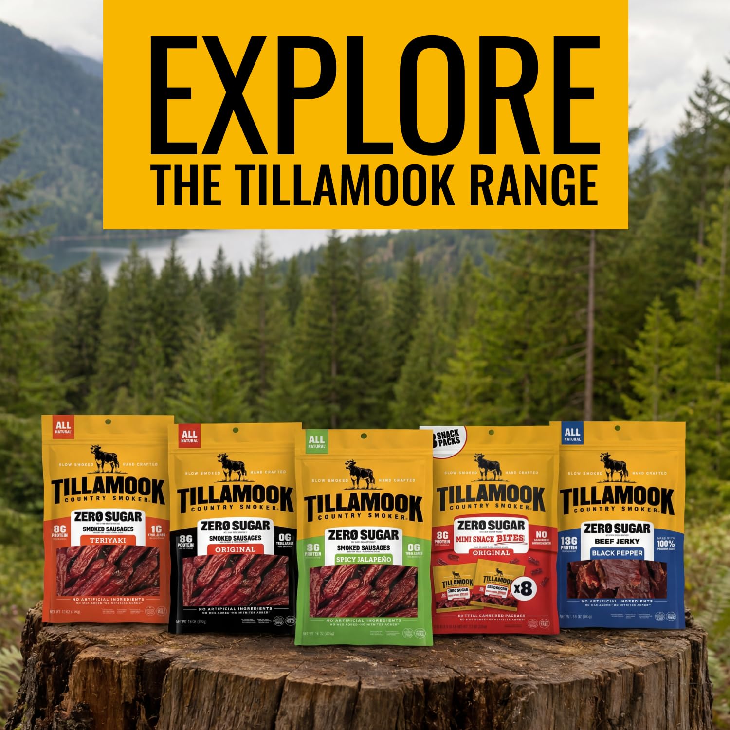 Tillamook Country Smoker proceso de ahumado con madera real para sabor