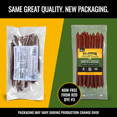 Tillamook Country Smoker escena de merienda con palitos y bebida saludable lista