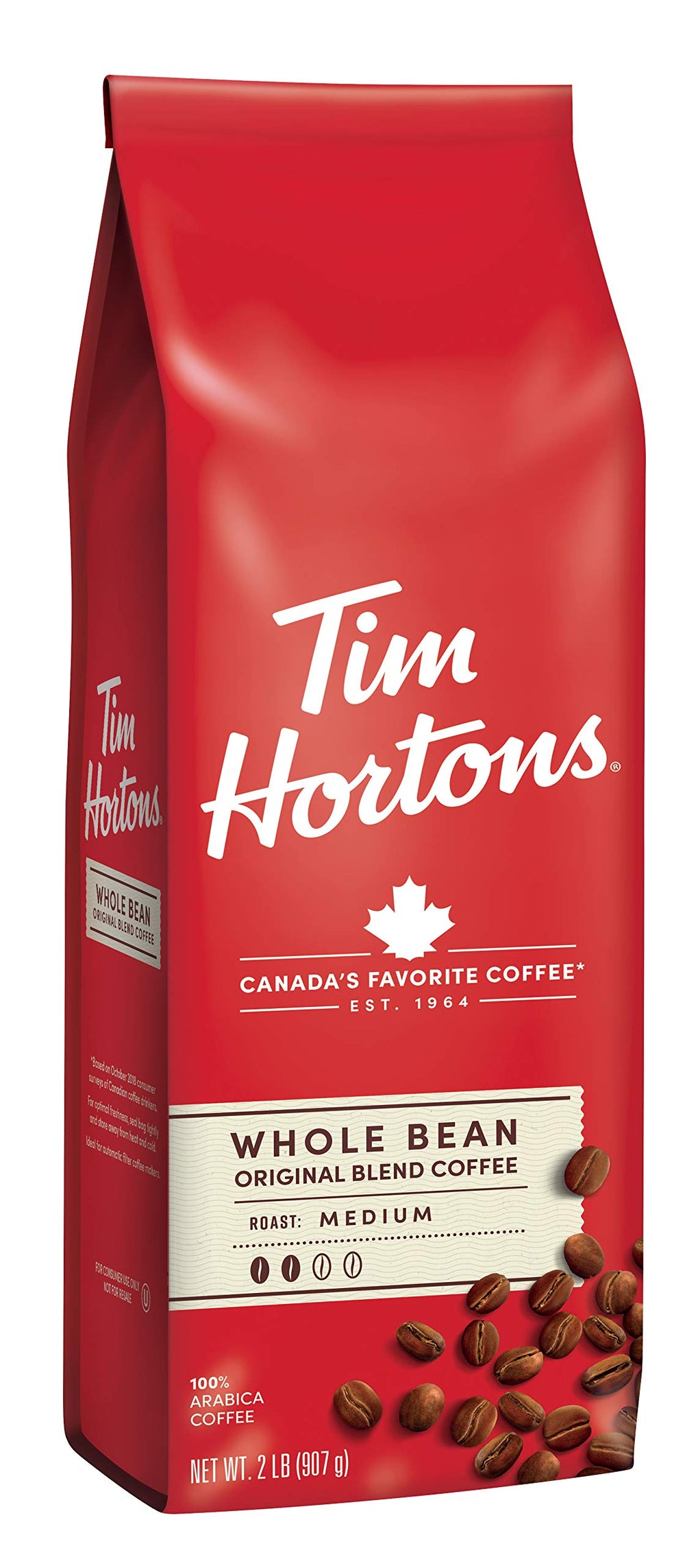 Tim Hortons bolsa frontal mostrando marca y peso para comprar con confianza