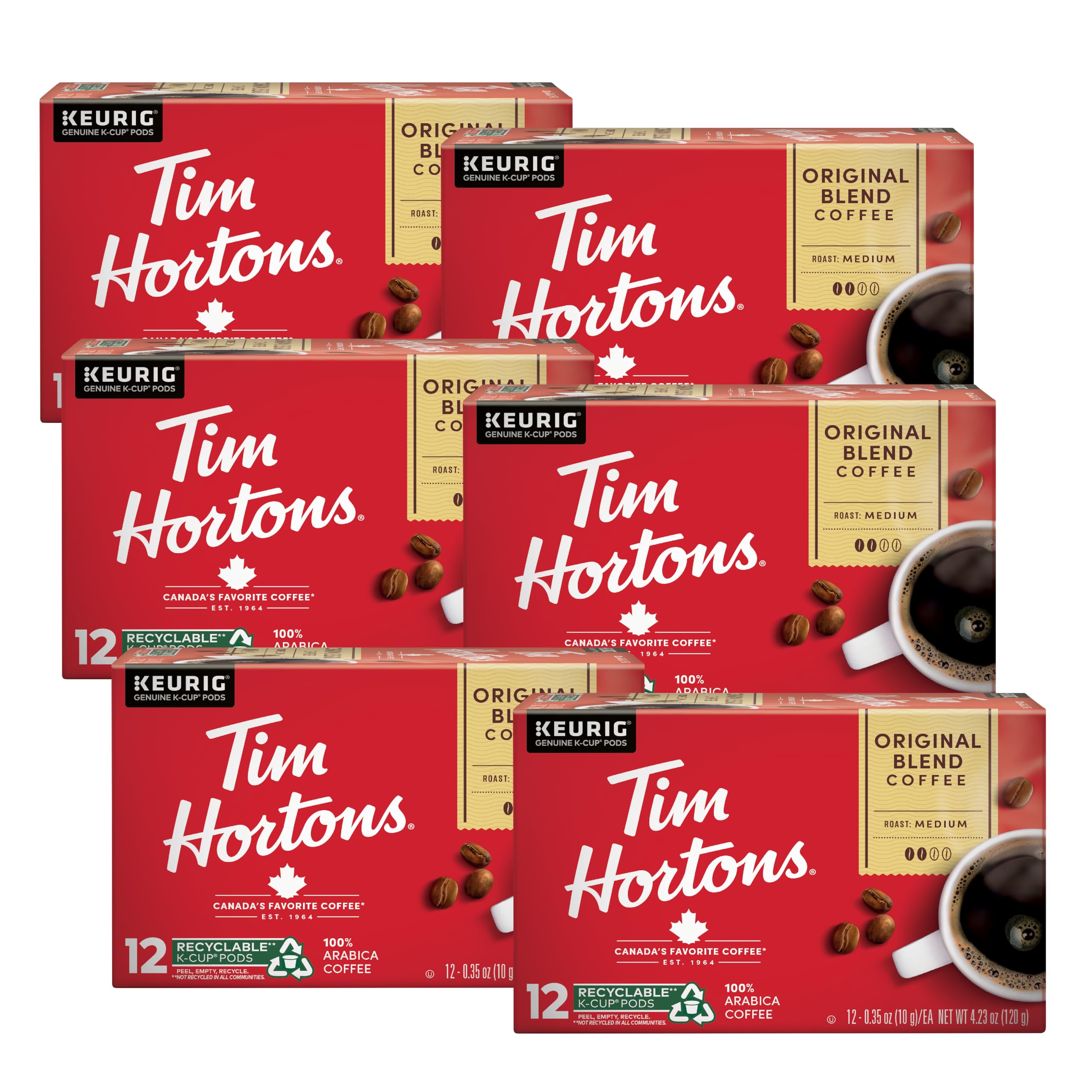 Tim Hortons front packaging showing 72 K-Cup pods and clear branding for convenience