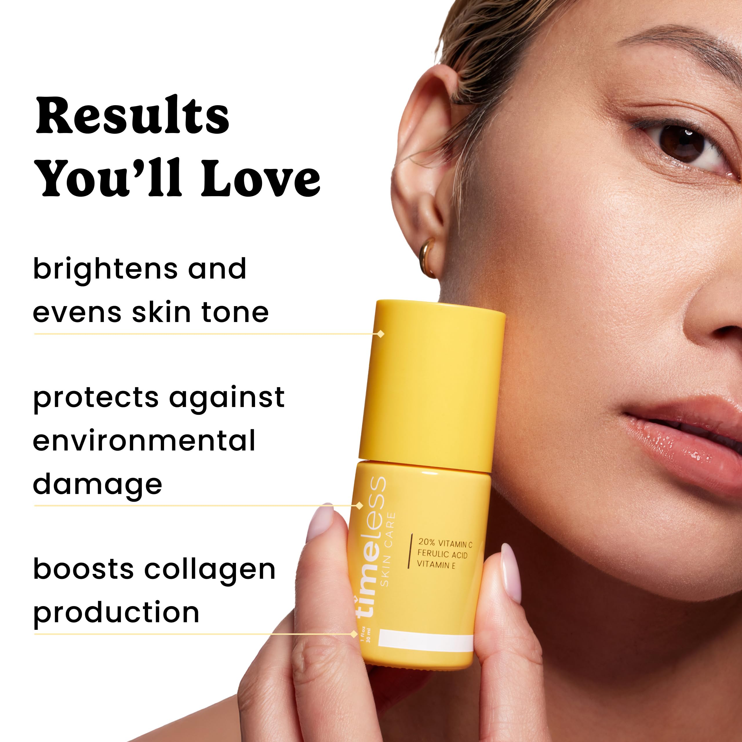 Timeless Skin Care etiqueta con ingredientes principales visibles para transparencia