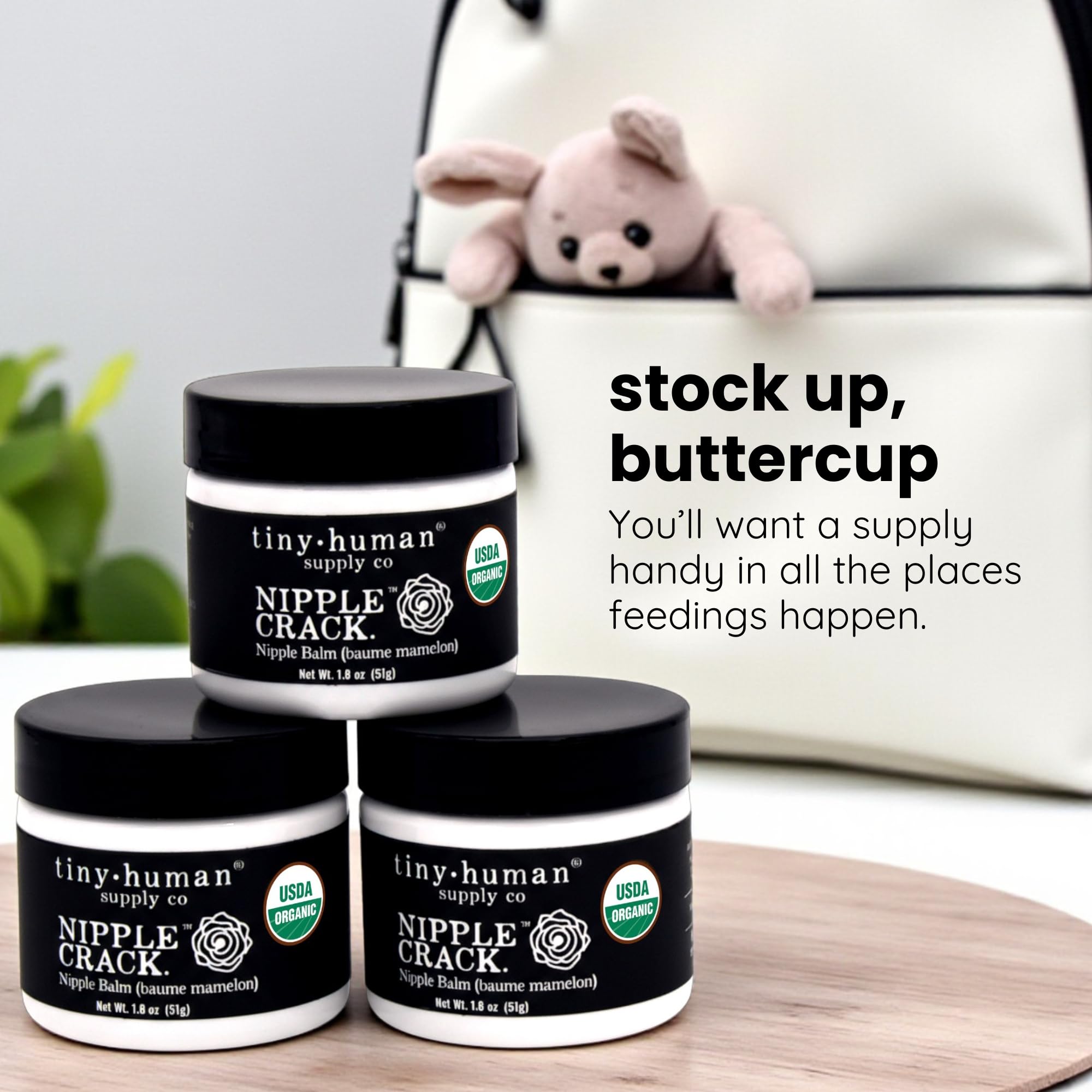 Tiny Human Supply Co comparación de tamaño para llevar en bolso y comodidad
