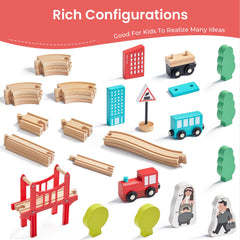 Tiny Land wooden train in play setup on a table demonstrating imaginative play and cooperative fun