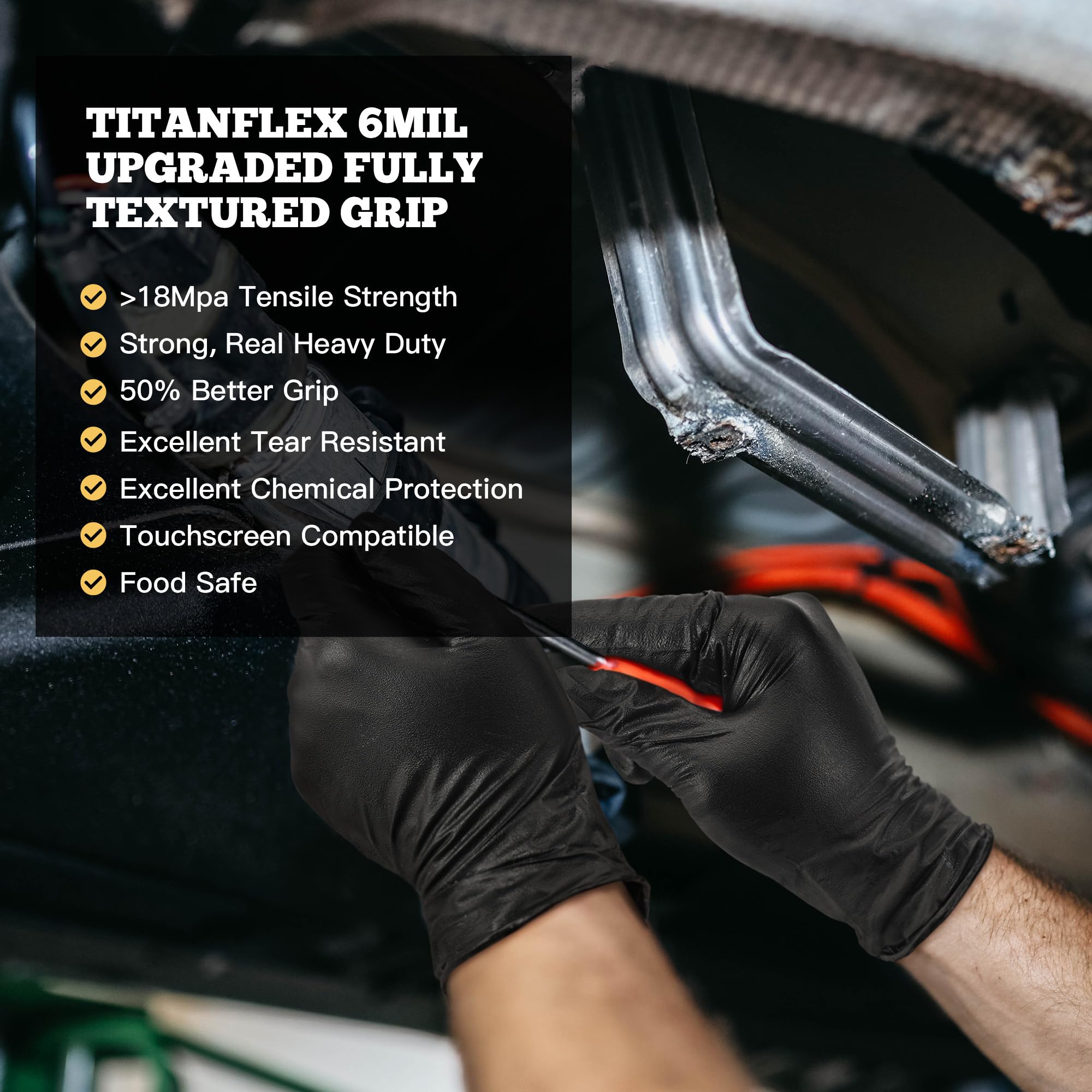 TitanFlex borde del guante mostrando cierre cómodo y duradero