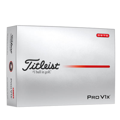 Titleist Pro V1x High #'s front packaging showing premium box and identification benefits