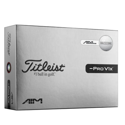 Titleist Pro V1x Left Dash front view showing alignment mark and distance benefit