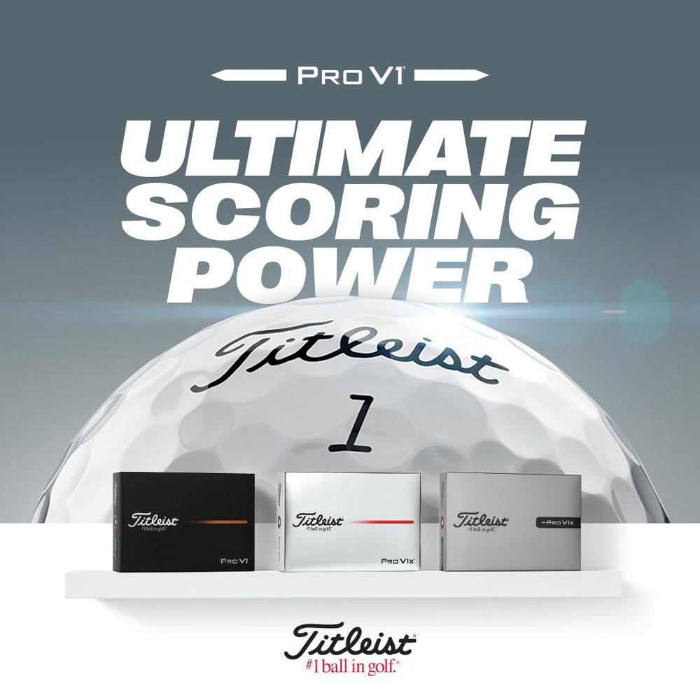 Titleist Pro V1x box in golf bag lifestyle scene conveying premium choice.