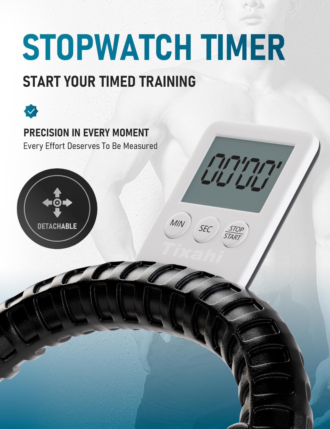 Tixahi temporizador digital en uso para controlar series y progreso de entrenamiento
