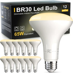 TJOY pack frontal de 12 bombillas BR30 mostrando ahorro energético
