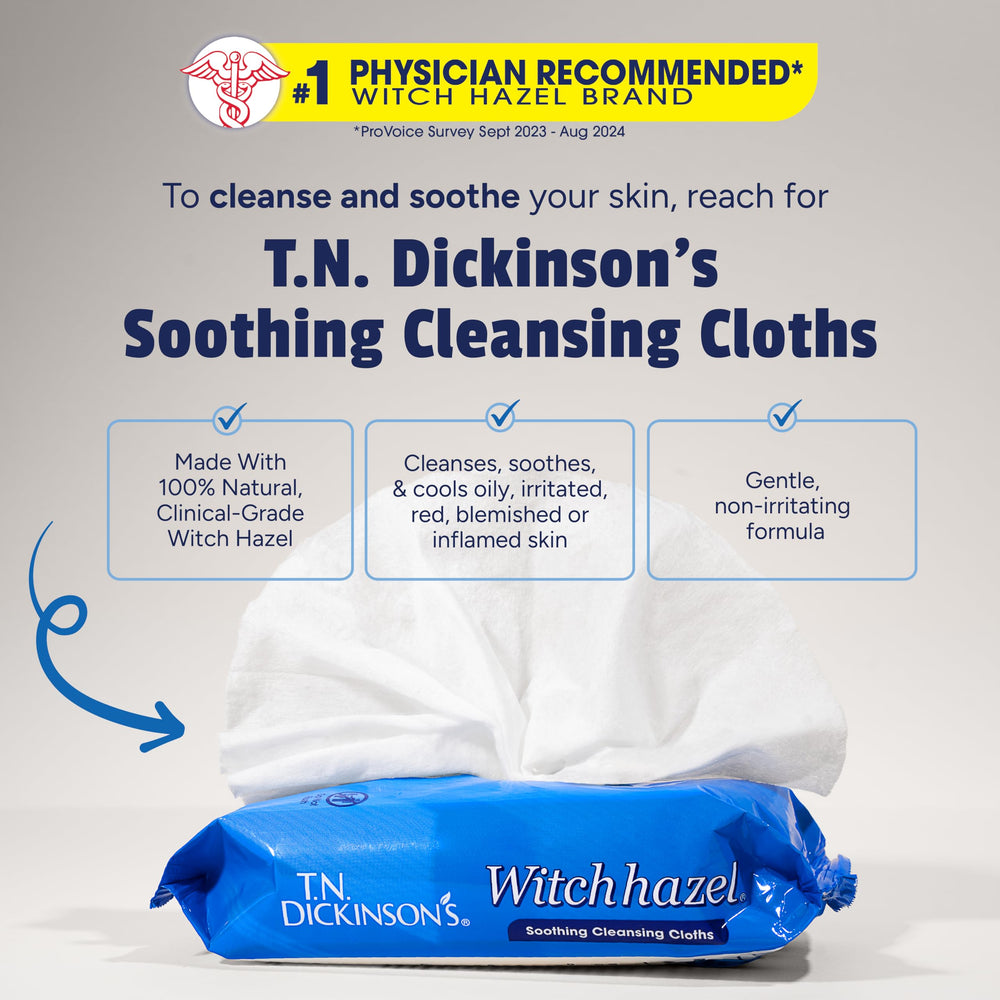 T.N. Dickinson's wipe being pulled from pack illustrating easy single-hand dispensing