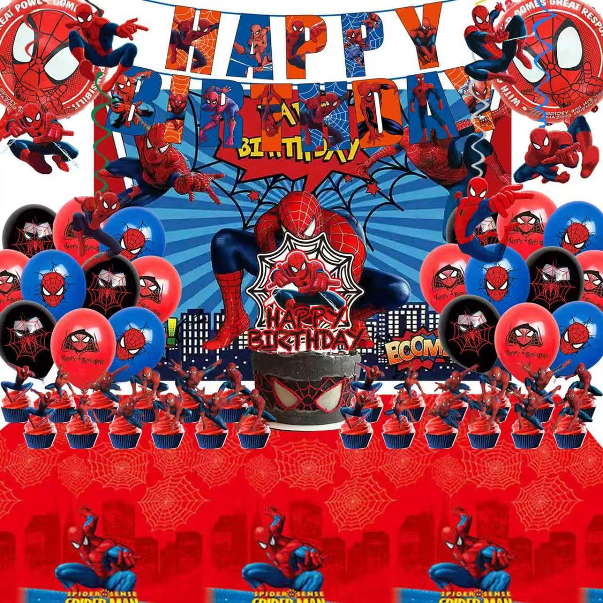 TOCKFIT empaque frontal del kit Spidey mostrando todas las piezas para montaje rápido
