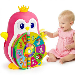 ToddlerCley pingüino frontal mostrando luces y botones, estimula atención