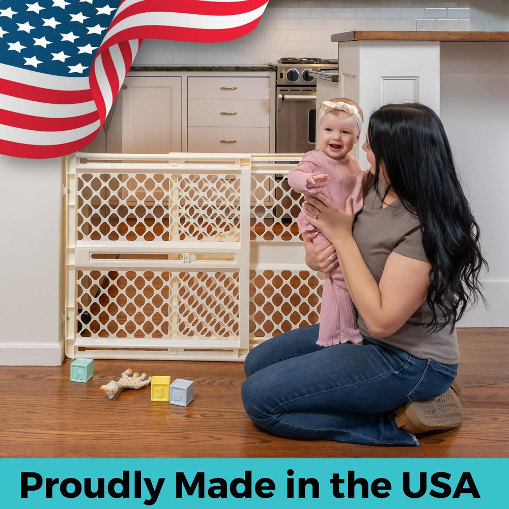 Toddleroo Supergate shown next to toddler to show scale and protection