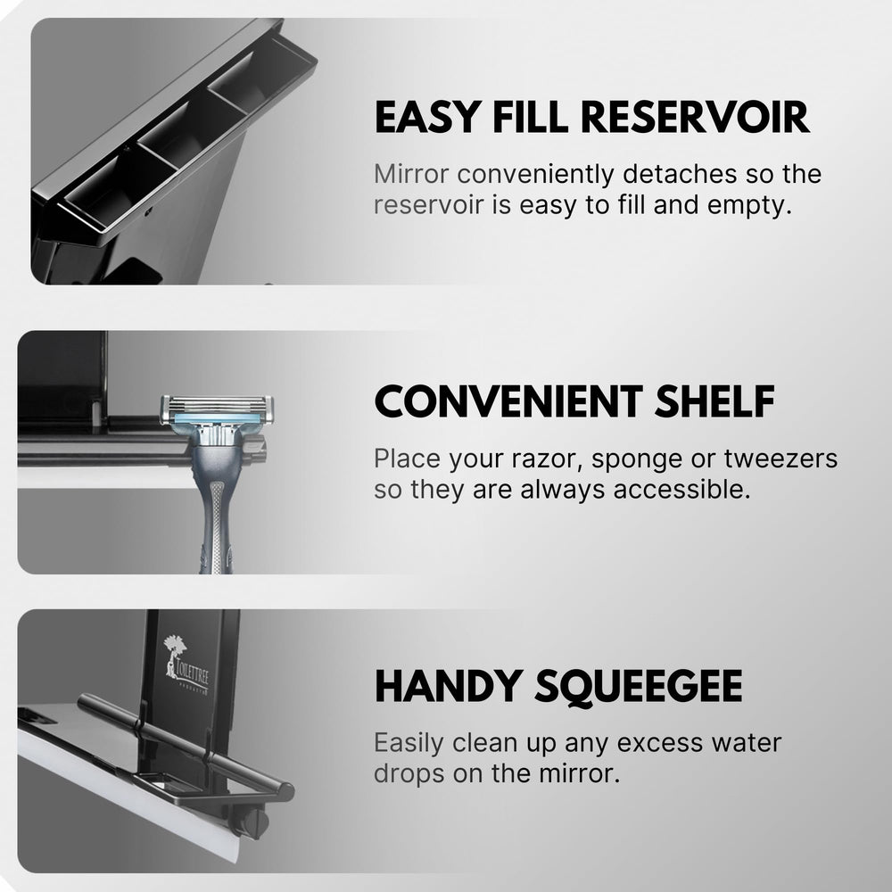 ToiletTree squeegee incluido junto al espejo para limpiar agua, mantiene el vidrio nítido
