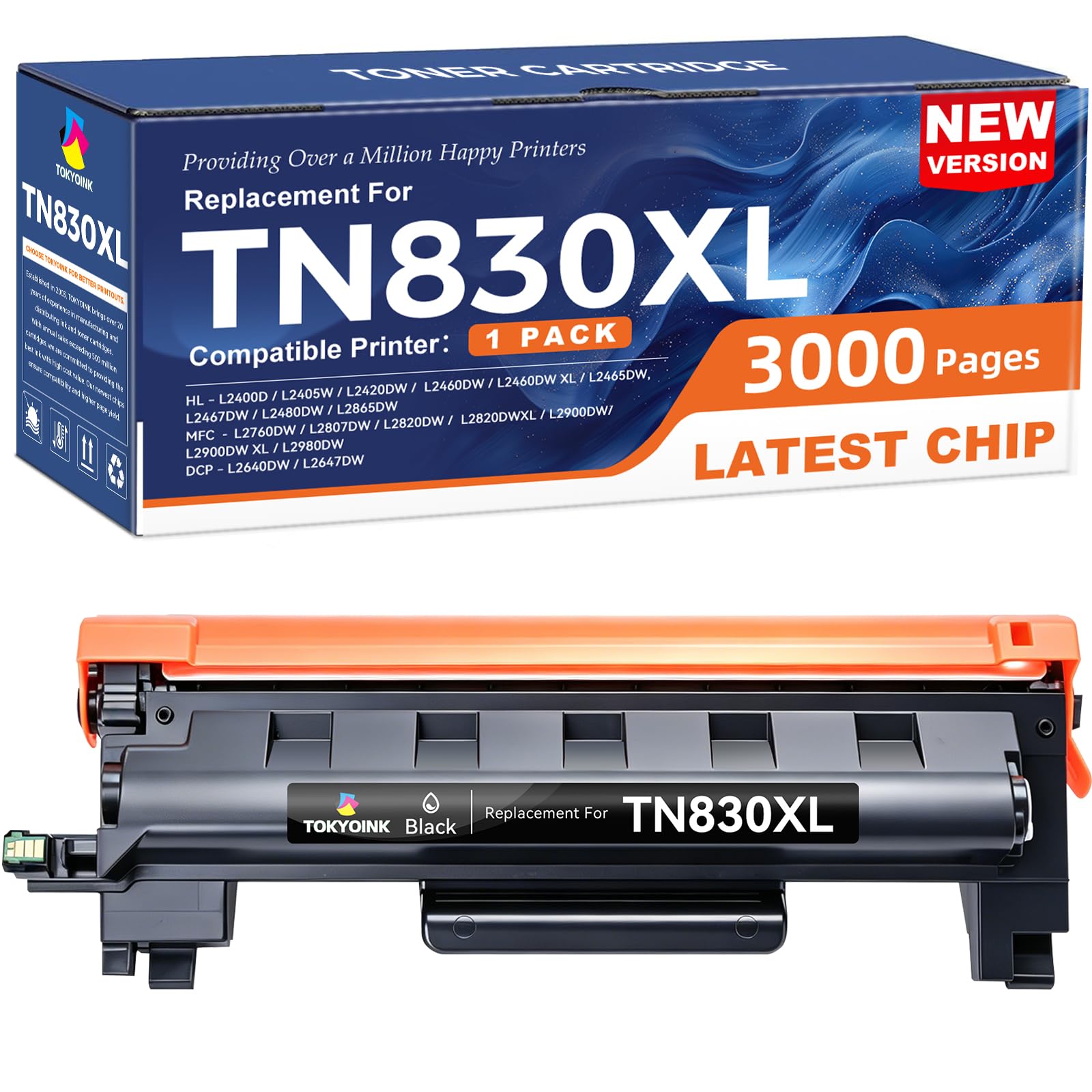TOKYOINK cartucho TN830XL frontal mostrando diseño y compatibilidad