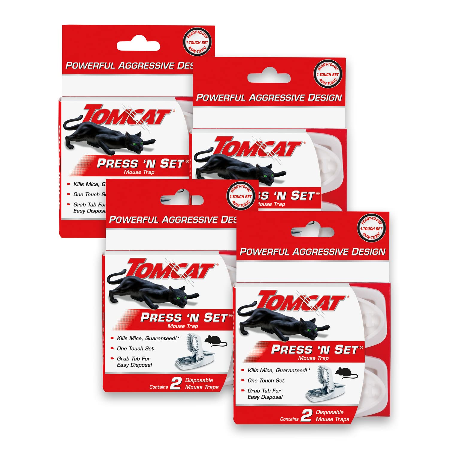 Tomcat imagen frontal del empaque mostrando 4-pack y ventaja de uso
