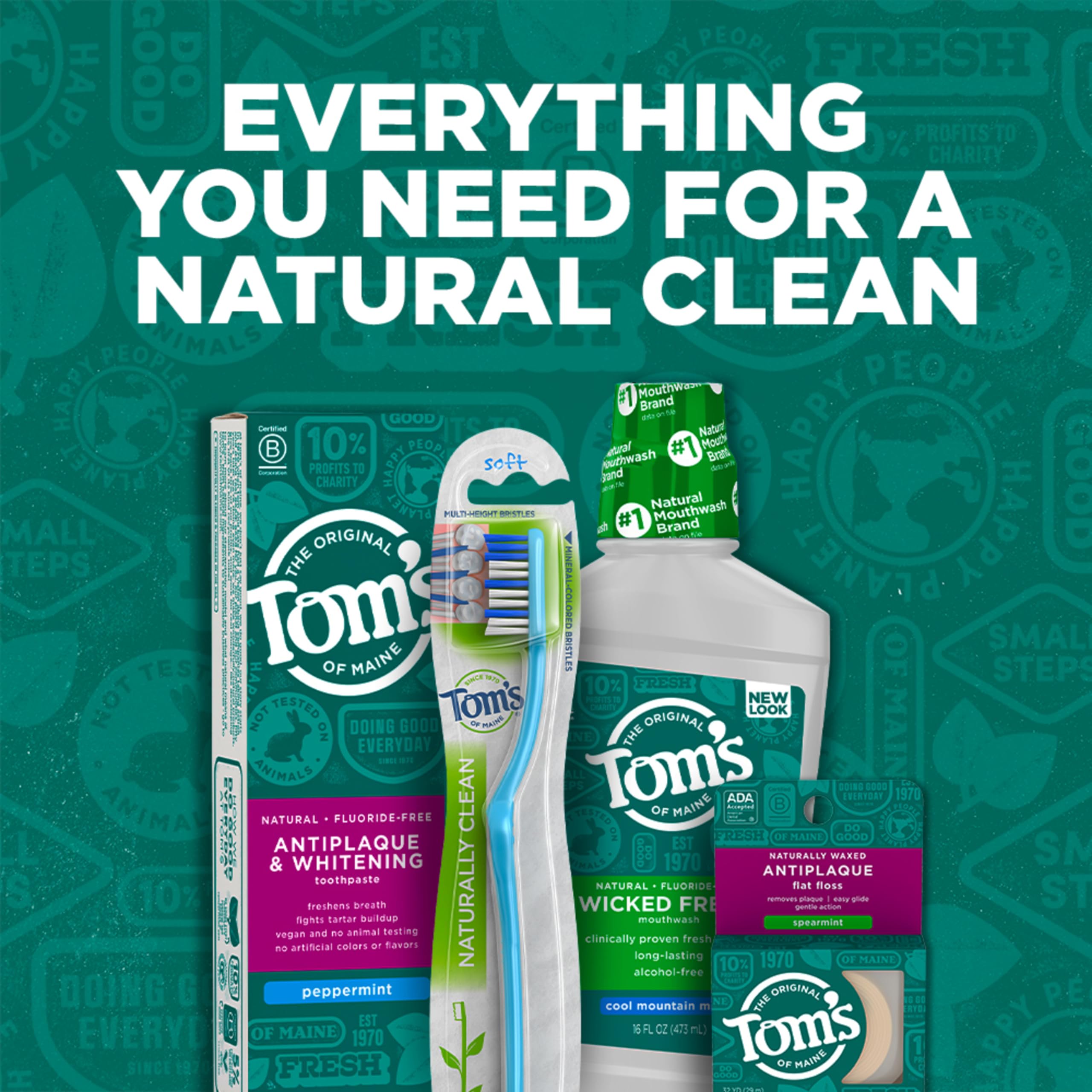 Tom's of Maine comparación de tamaño en mano para referencia de 6 oz