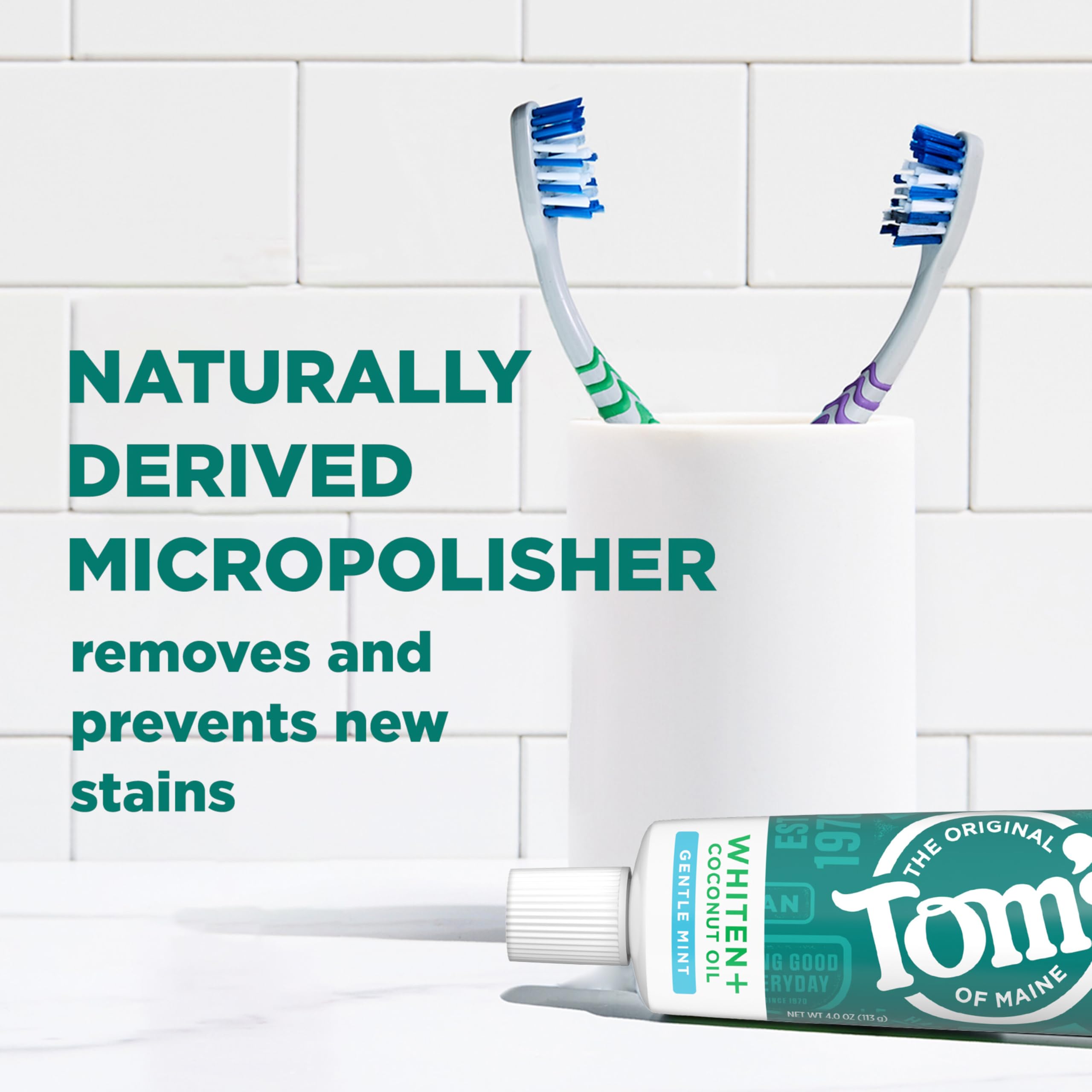 Tom's of Maine etiqueta de ingredientes que destaca componentes naturales