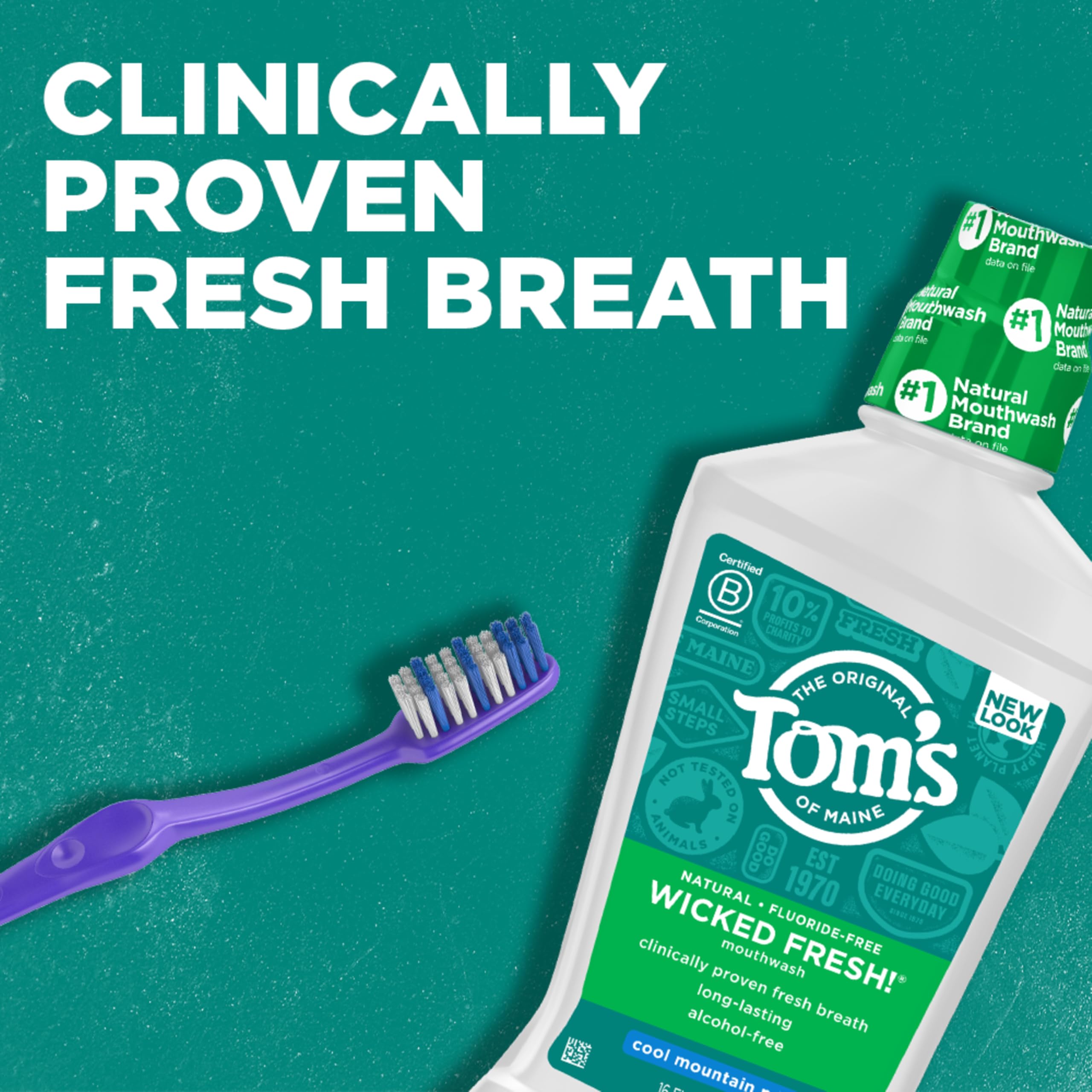 Tom's of Maine etiqueta trasera con instrucciones y lista de ingredientes