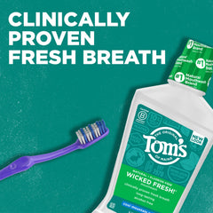 Tom's of Maine etiqueta trasera con instrucciones y lista de ingredientes