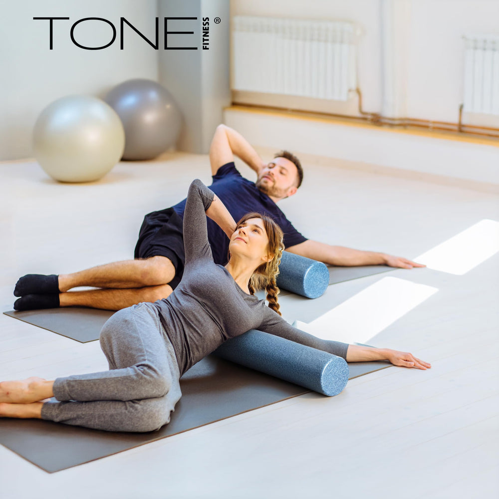 Tone Fitness foam roller packed in gym bag demonstrating portability and convenience