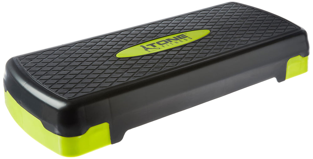 Tone Fitness aerobic step front view showing stable base and bright yellow color for visibility