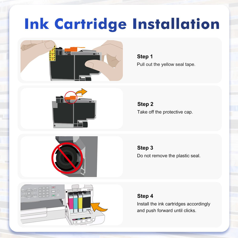 Toner Bank cartuchos cian magenta amarillo alineados listos para instalar