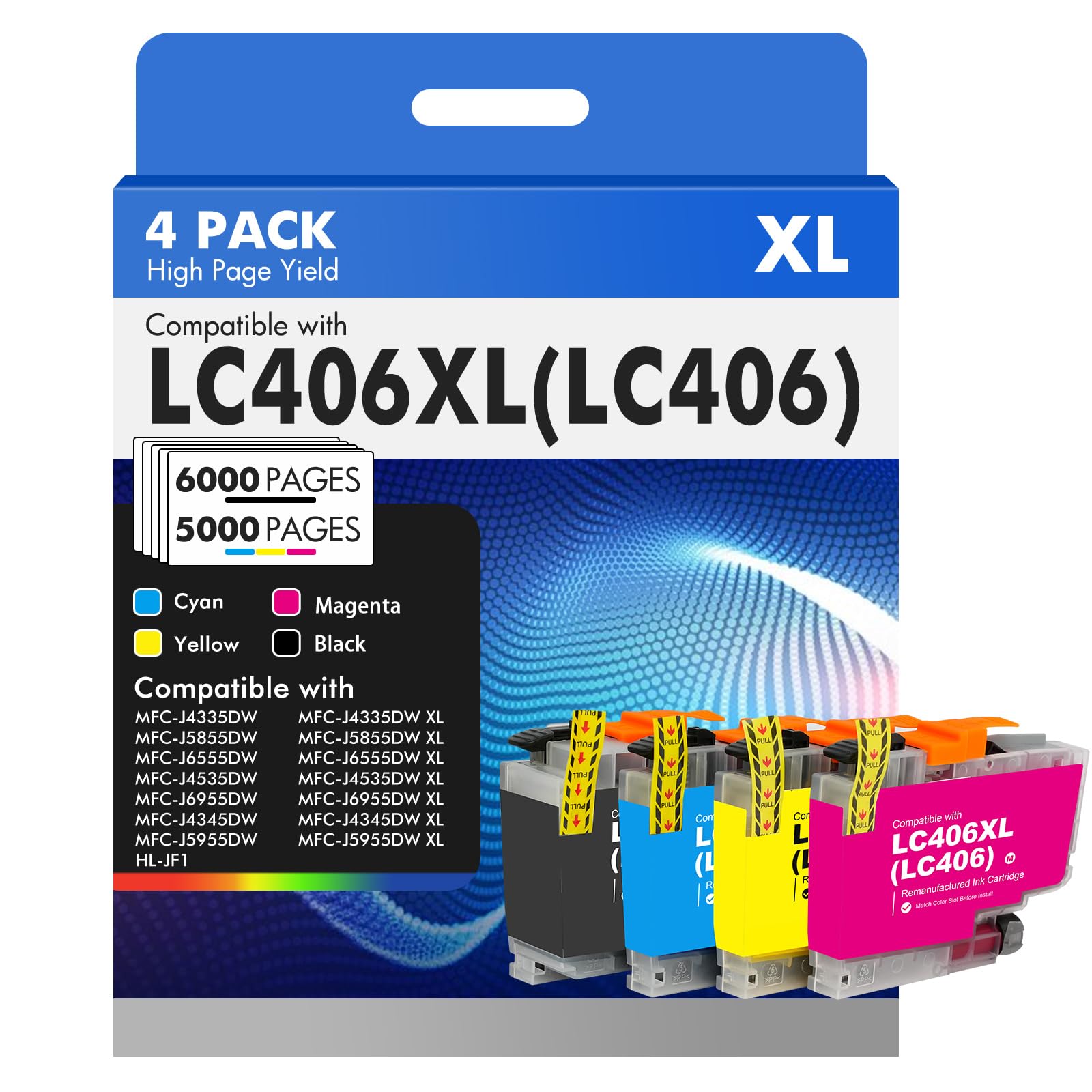 Toner H-Party frontal del pack mostrando los cuatro cartuchos y ahorro