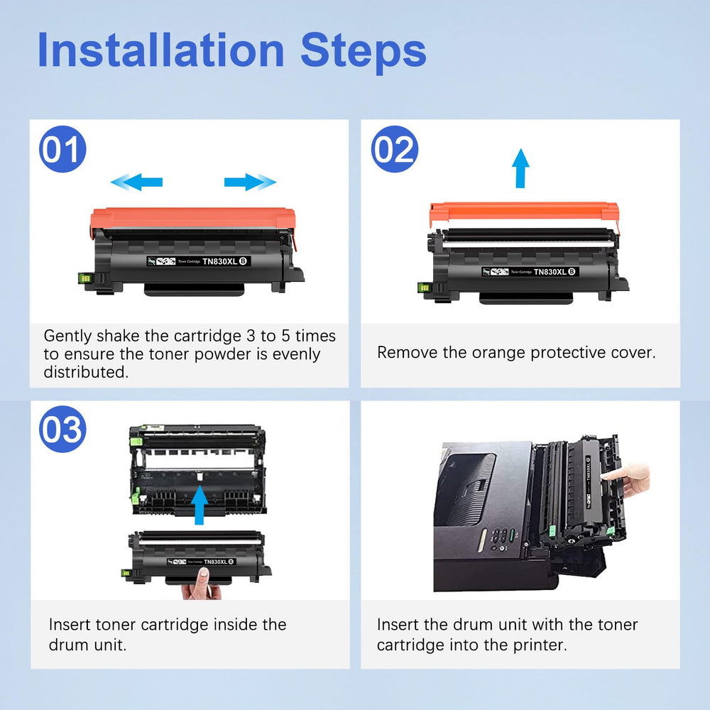 Toner Kingdom escena de oficina con impresora y documentos impresos nítidos