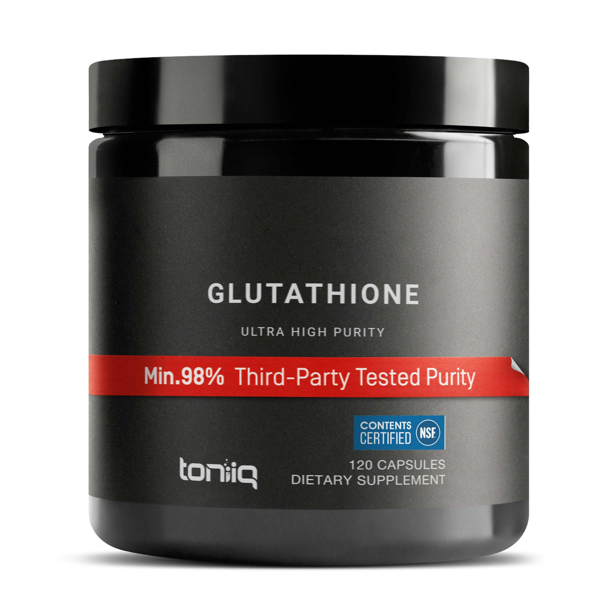 Toniiq frontal del envase mostrando glutatión 1000 mg y confianza