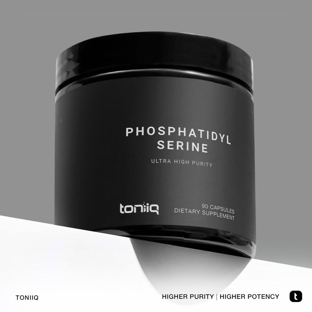 Primer plano del polvo de Toniiq Phosphatidylserine mostrando textura fina