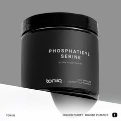 Primer plano del polvo de Toniiq Phosphatidylserine mostrando textura fina