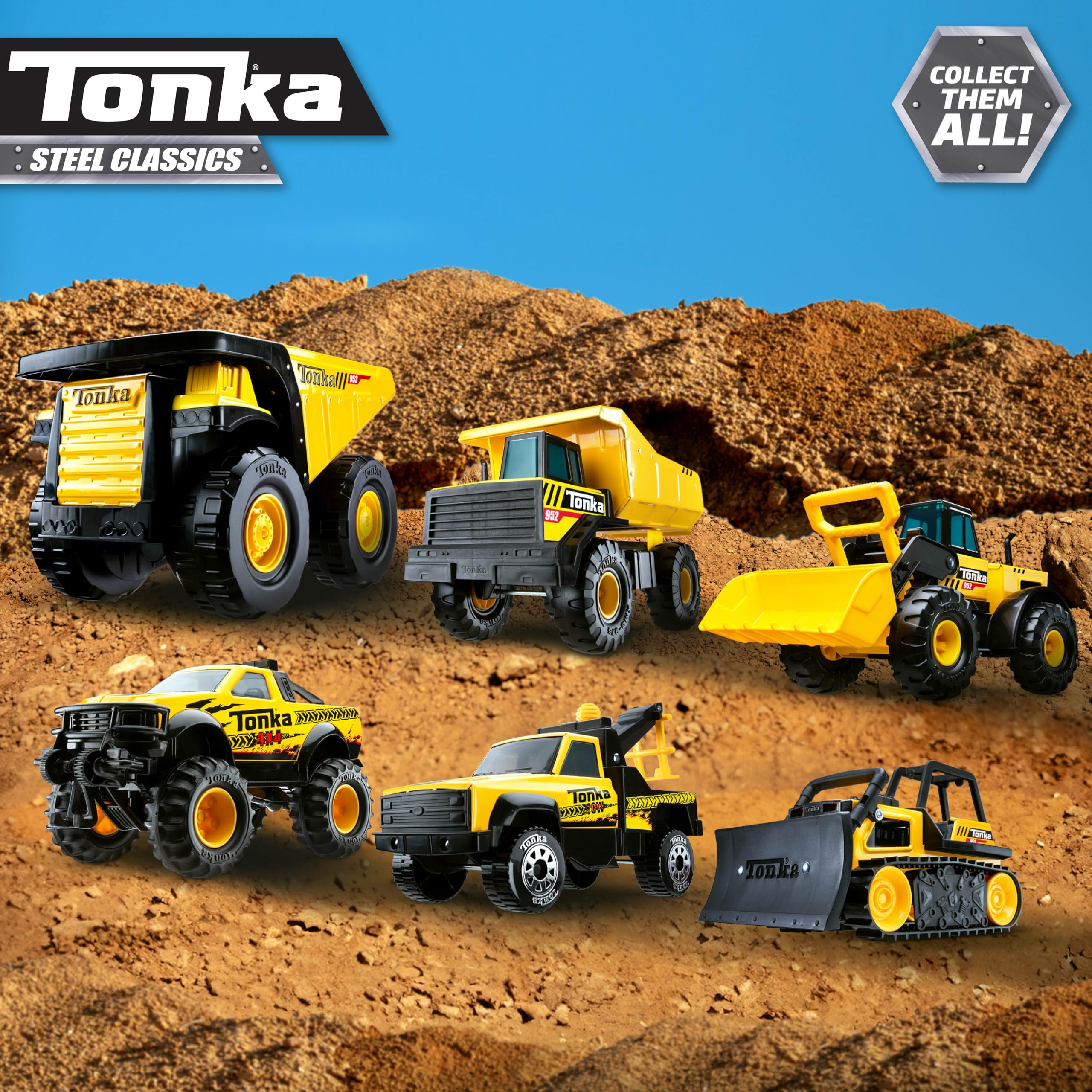 Tonka camión en patio demostrando resistencia y juego al aire libre