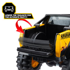 Tonka vista lateral del pickup resaltando su carrocería de acero y plástico