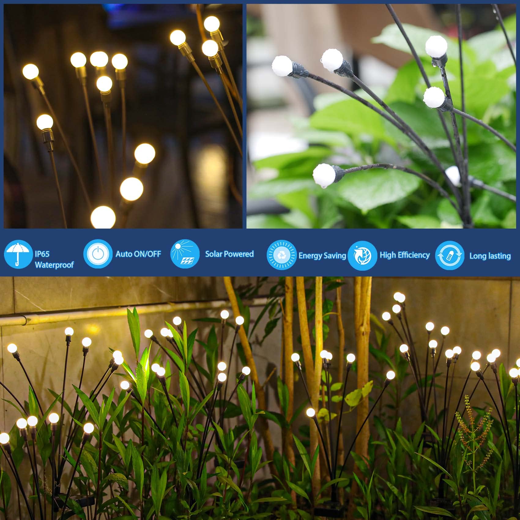 TONULAX luces encendidas en jardín creando ambiente cálido nocturno