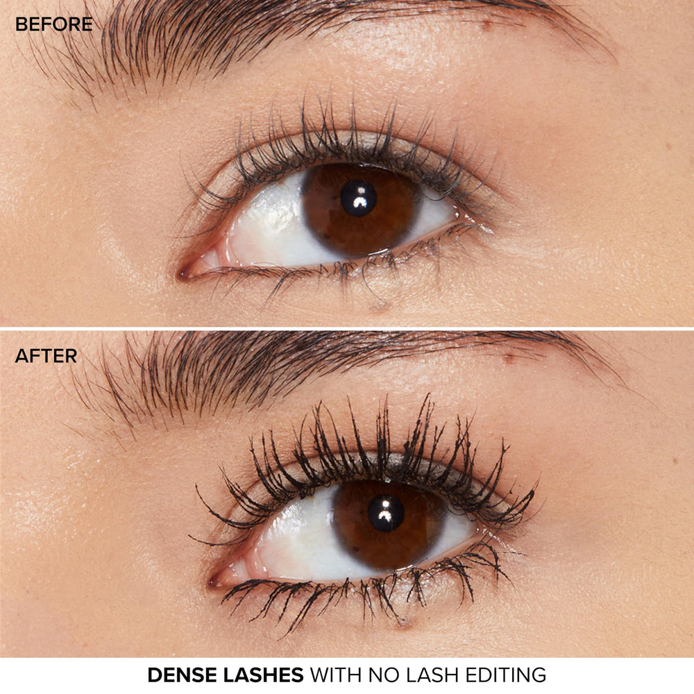 Too Faced aplicación en modelo demostrando rizo y definición duraderos