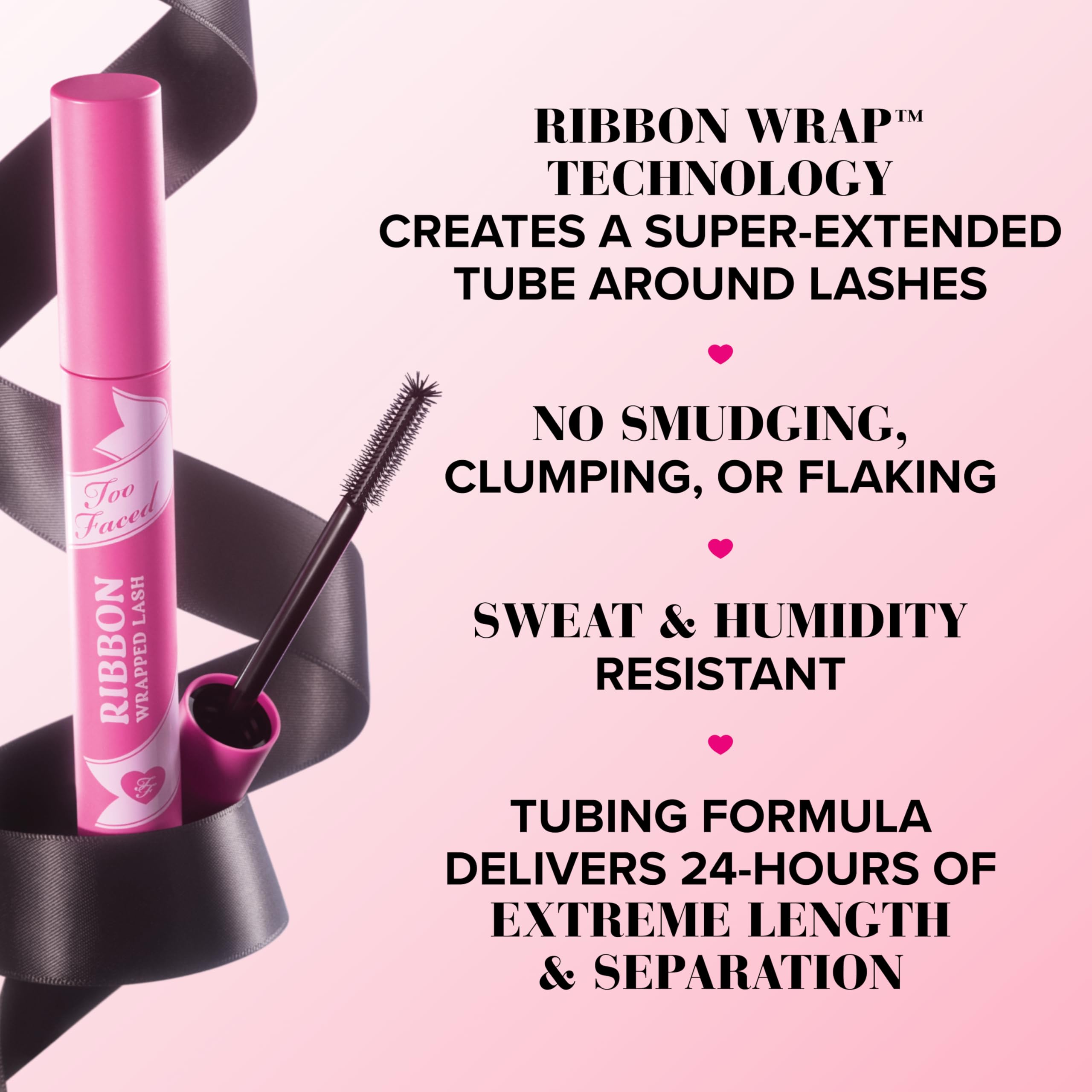Too Faced textura de la fórmula tubular que alarga y no apelmaza