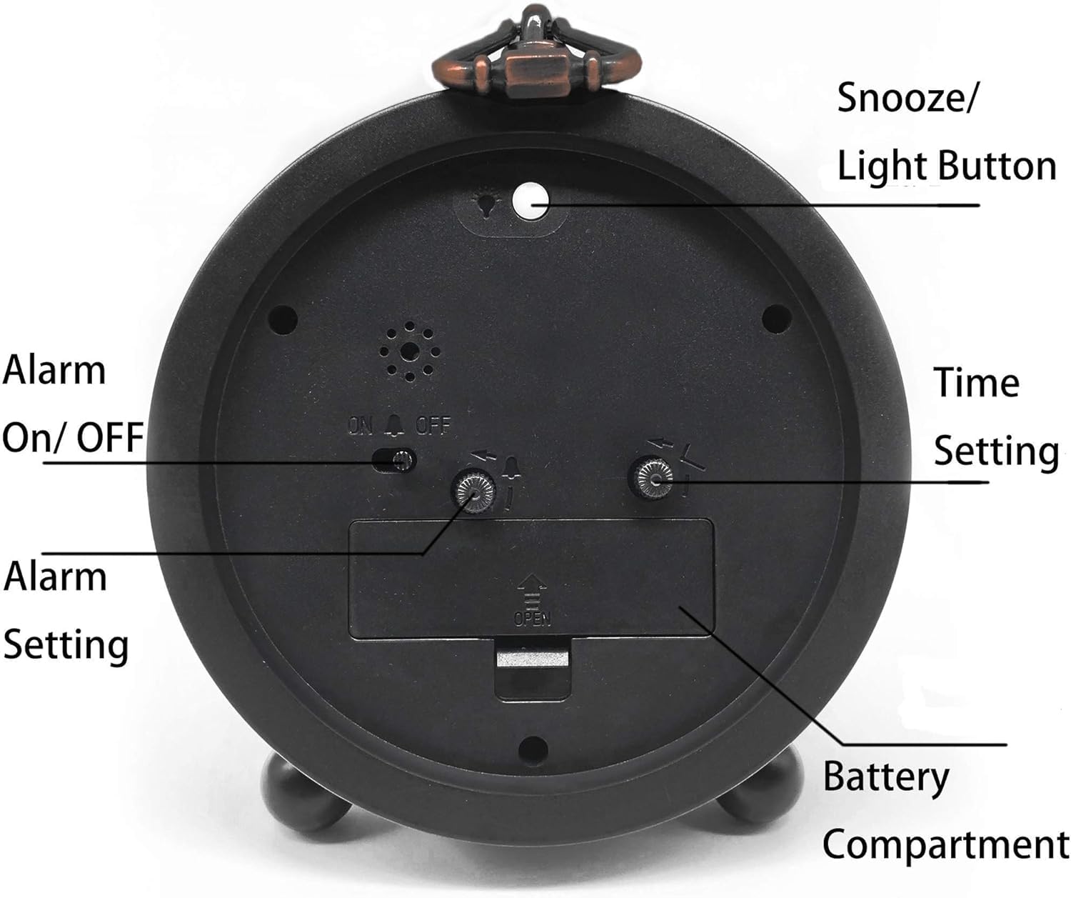 TooTa reloj colocado en mesita de noche integrando estilo vintage y funcionalidad