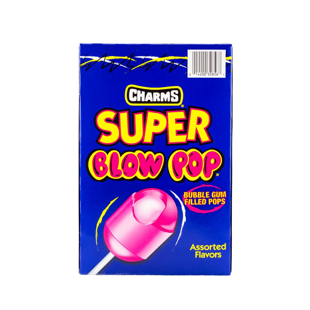 Tootsie Charms Super Blow Pop comparación de tamaño, muestra por qué duran más
