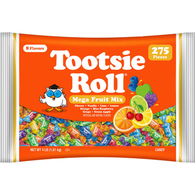 Tootsie Roll bolsa frontal mostrando 275 unidades y variedad de sabores