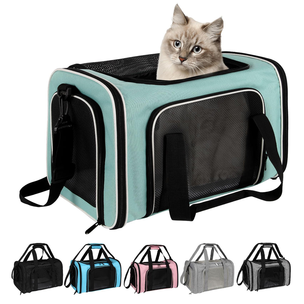 Top tasta transportín en uso durante viaje mostrando comodidad del animal