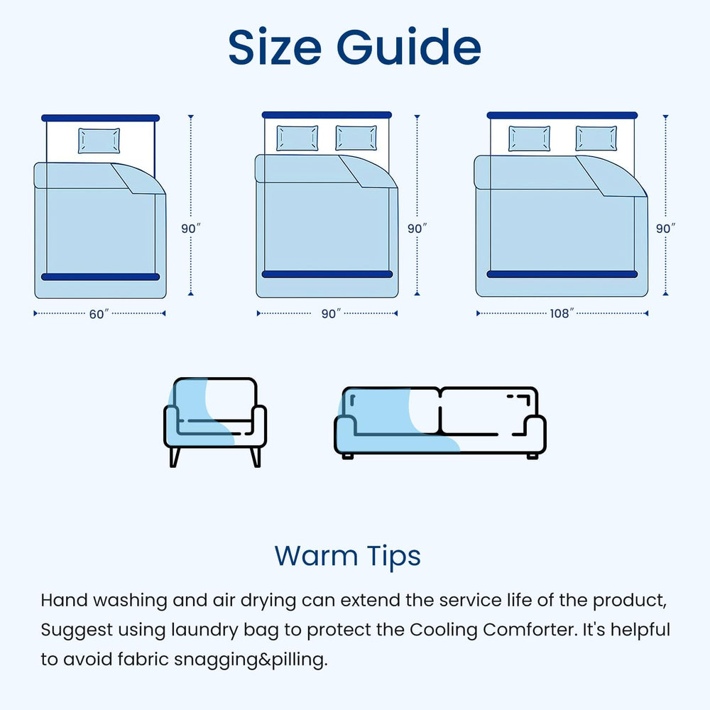 Topcee comforter beside a ruler illustrating queen-size scale and generous coverage