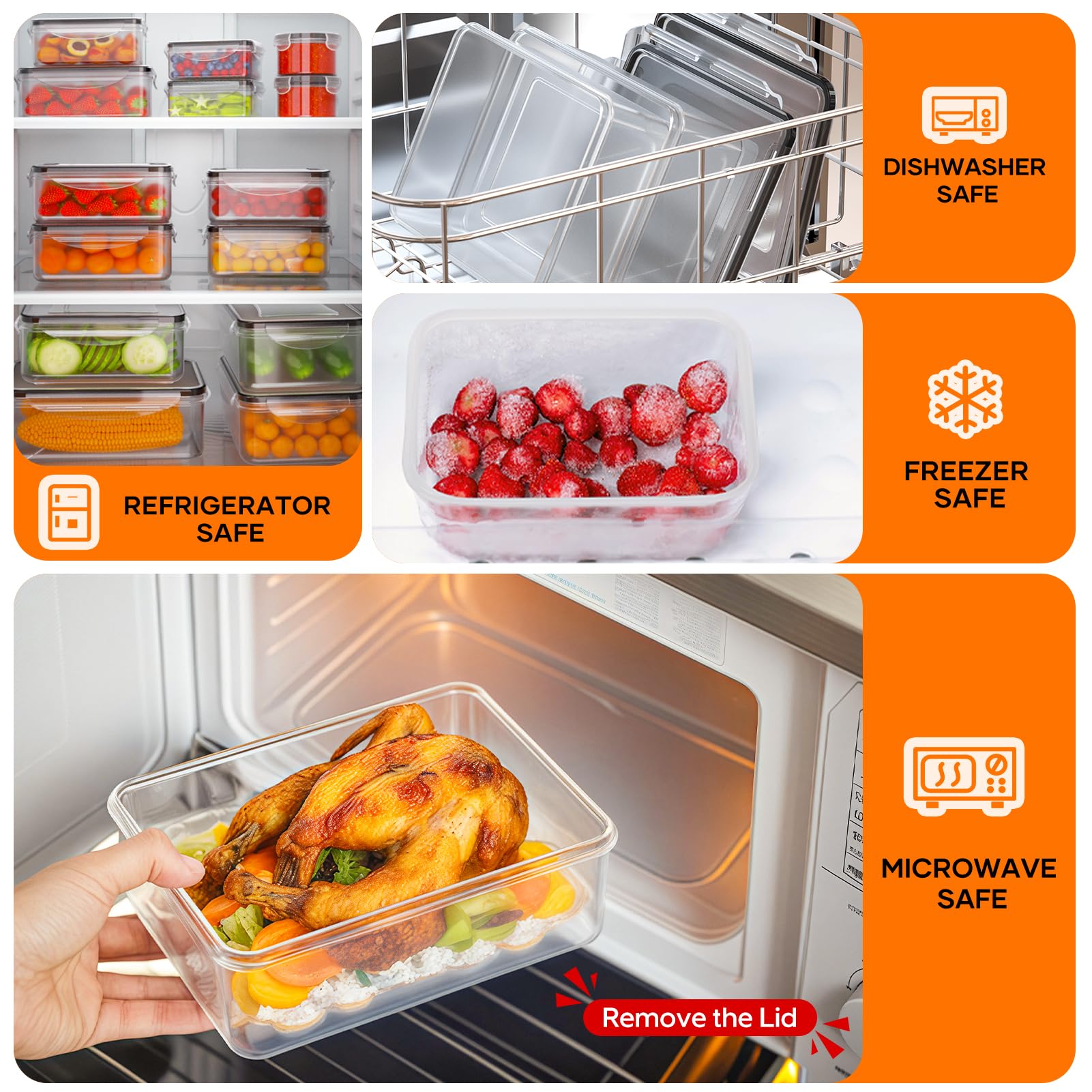 TOPCHASE containers stacked and nested to save pantry and fridge space