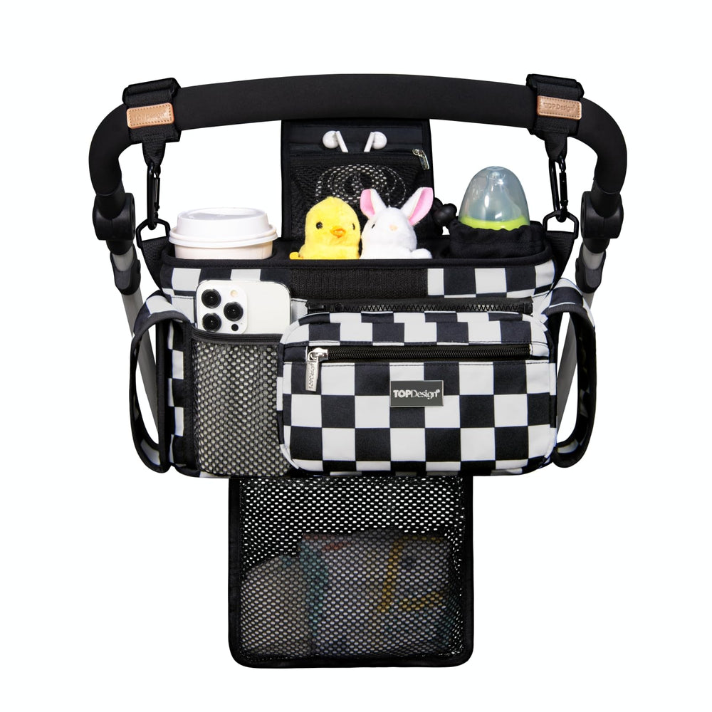TOPDesign vista frontal del caddy mostrando almacenamiento organizado y accesible
